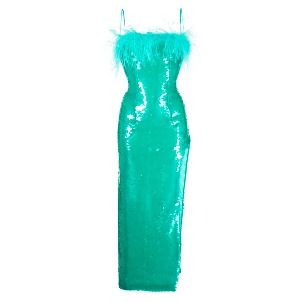 Giuseppe Di Morabito Feather-trim sequinned gown